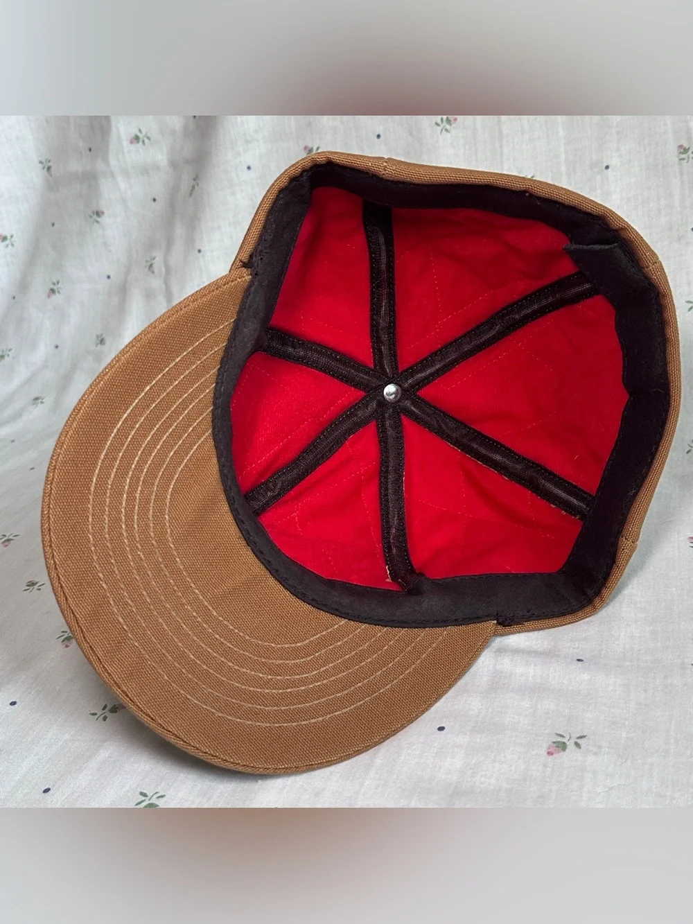 Vintage Muleskins Tan Duck Canvas Workwear Hat Red Lined